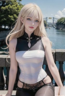AI Generated Beauty ~ Blond Hair Blue Eyes Kinpatsu Hekigan