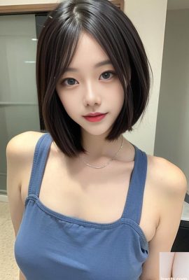 AI generated beauty ~ cute girl with short hair