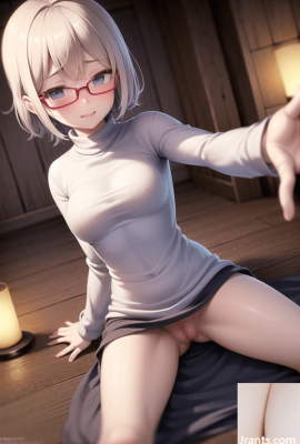 [AI illustration erotic image]Seemingly modest but actually exaggerated glasses girls