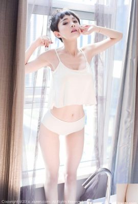 Short hair beauty stewardess babykiki white shirt wet body temptation in bathtub (76P)
