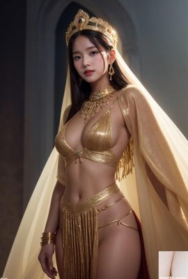 AI Generated Beauty~AiMakeGirl-Golden Egyptian Goddess Dress