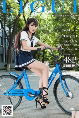 (Ligui Internet Beauty) 20171207 Model Xiaoxiao Bicycle Beautiful Legs