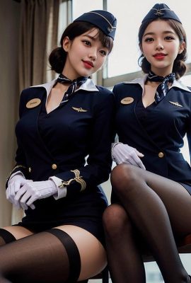AI生成~Ai_pyramid-ladies in stewardess uniforms. vip Service 1