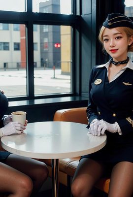 AI生成~Ai_pyramid-ladies in stewardess uniforms. vip Service 3
