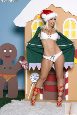 Girl takes off her Christmas clothes in the candy house, Jessica Lynn (16P)