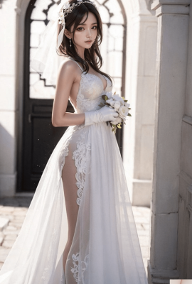Pure white wedding dress-1080