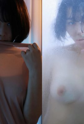 Short-haired cute girl takes a bath in the bathroom at home, “wet body temptation”, white and tender beautiful breasts are beating (34P)