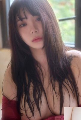 Korean beauty Wuyo wet body photo in burgundy pajamas (36P)