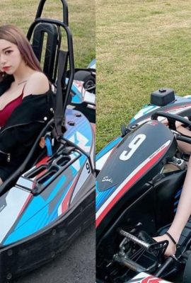 Super hot busty girl “Olivia Lin Yi” wears hot pants and drives a go-kart at the racing track (15P)