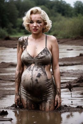 Pregnant Marilyn in mud (AI Generated)
