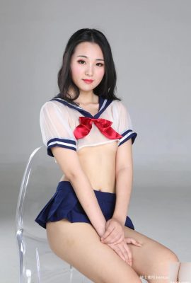 Chinese model Ran Ran's body in white gauze, sexy private photo shoot set (line color) -03 (100P)