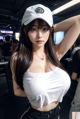 Big breasted girl wearing baseball cap 1