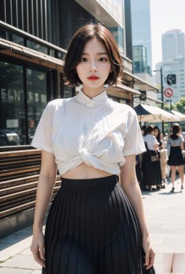 Black and white pleated skirt