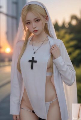 Nun at dusk