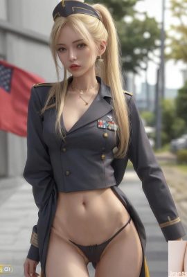 Blonde lady soldier