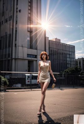 Orange hair and velvet dress
